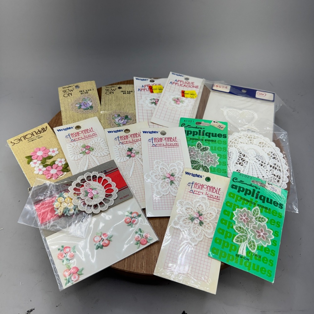 Wrights Costumakers Vintage Floral Lace Sew On Applique Lot OS Multicolor Mixed